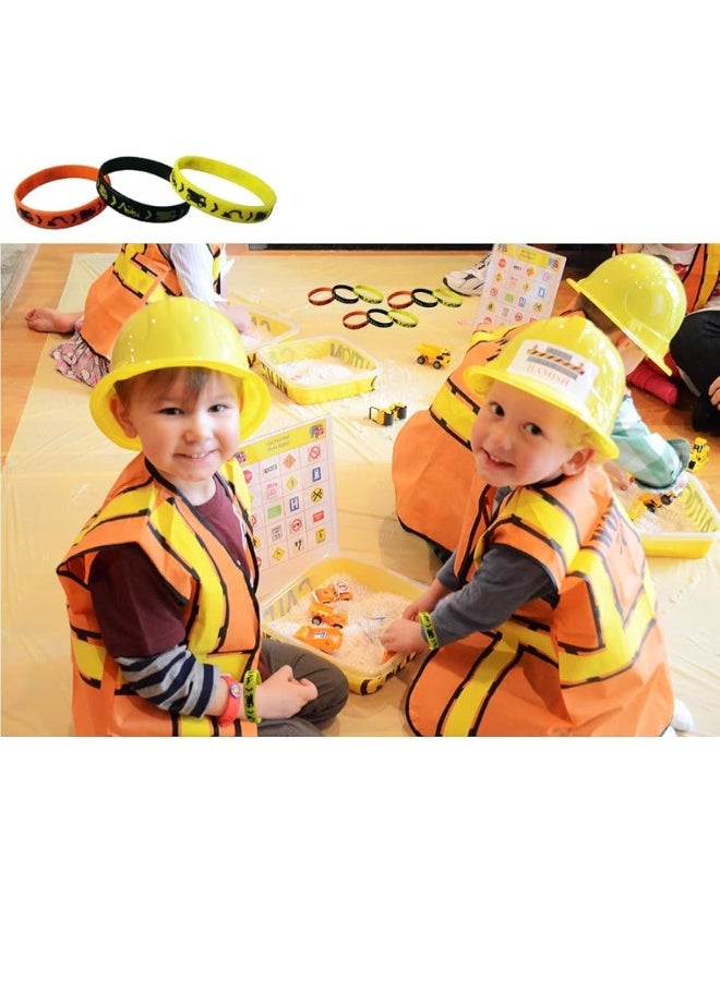 24PCS Construction Zone Party Favors Rubber Bracelets - Construction Birthday Party Supplies Car Decorations Goodie Bag Stuffers Slicone Wristbands