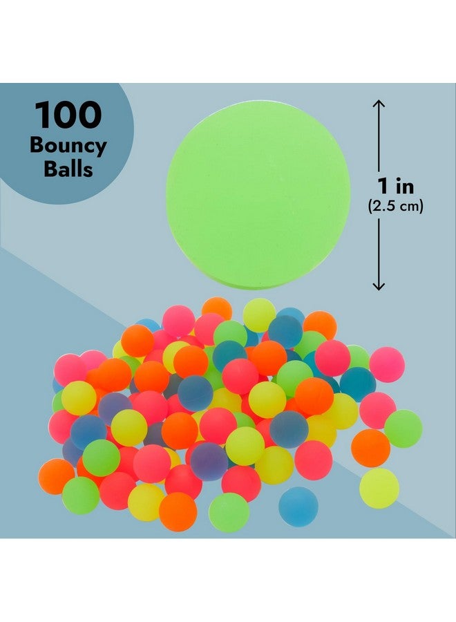 100 Pack Bouncy Balls For Kids Bulk - 1 Inch/ 25Mm Rubber Super Bounce Balls For Birthday Party Favors, Prizes, Gifts (Neon)