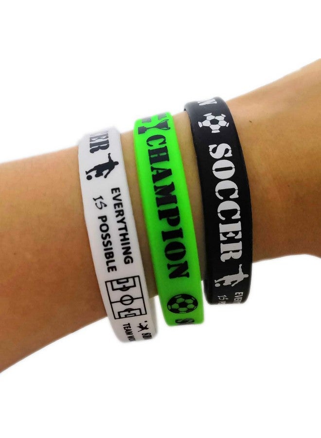 36 Pcs Soccer Motivational Silicone Wristband For Kids Personalized Silicone Rubber Bracelets Sports Prizes Party Favors And Supplies Birthday Party Goodie Bag Stuffers Carnival/Events