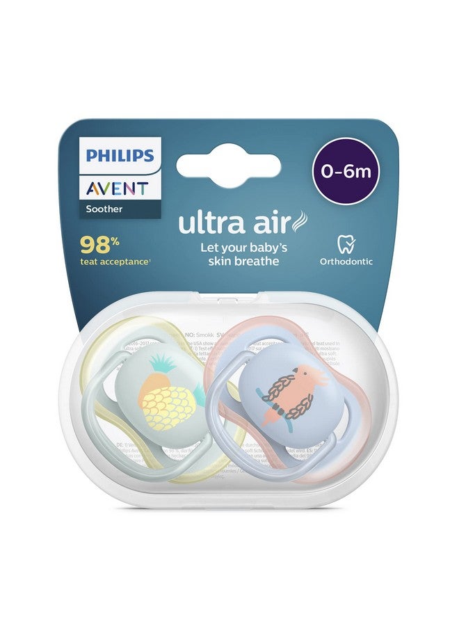 Philips Avent Ultra Air Soother - 2 X Light, Breathable Baby Soothers For Babies Aged 0‑6 Months, Bpa-Free With Steriliser Carry Case (Scf085/59)