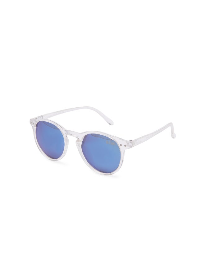 Kids' Polarized Sunglasses Transprarent Frame Blue Mirror Lens - 45mm Lens - LCK112C03