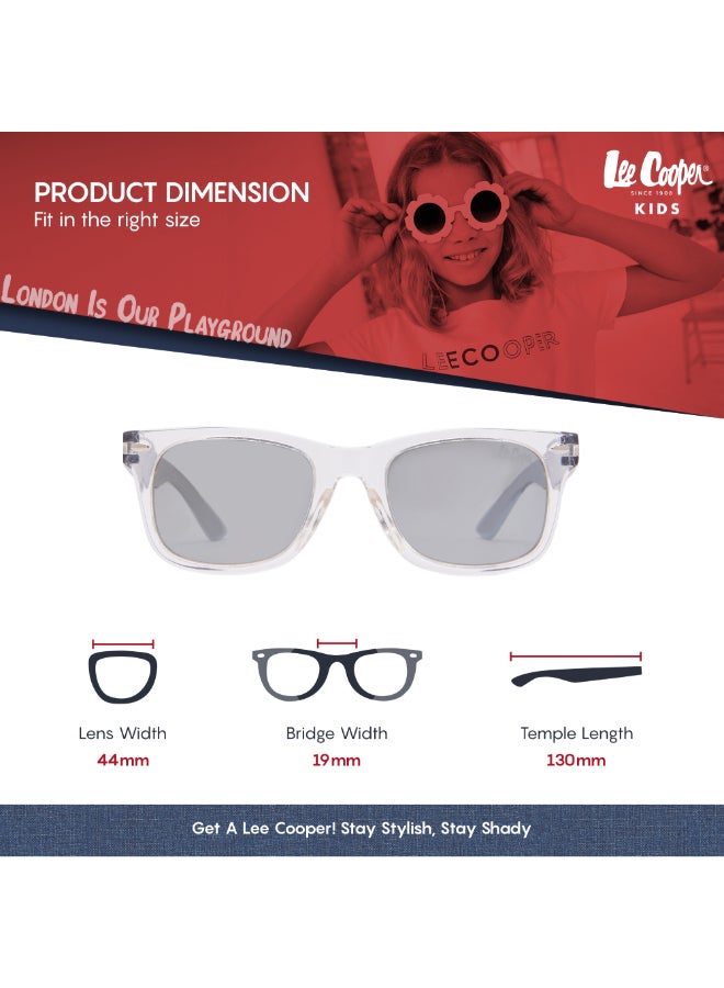 Kids' Polarized Sunglasses Transprarent Frame Silver Mirror Lens - 44mm Lens - LCK114C02