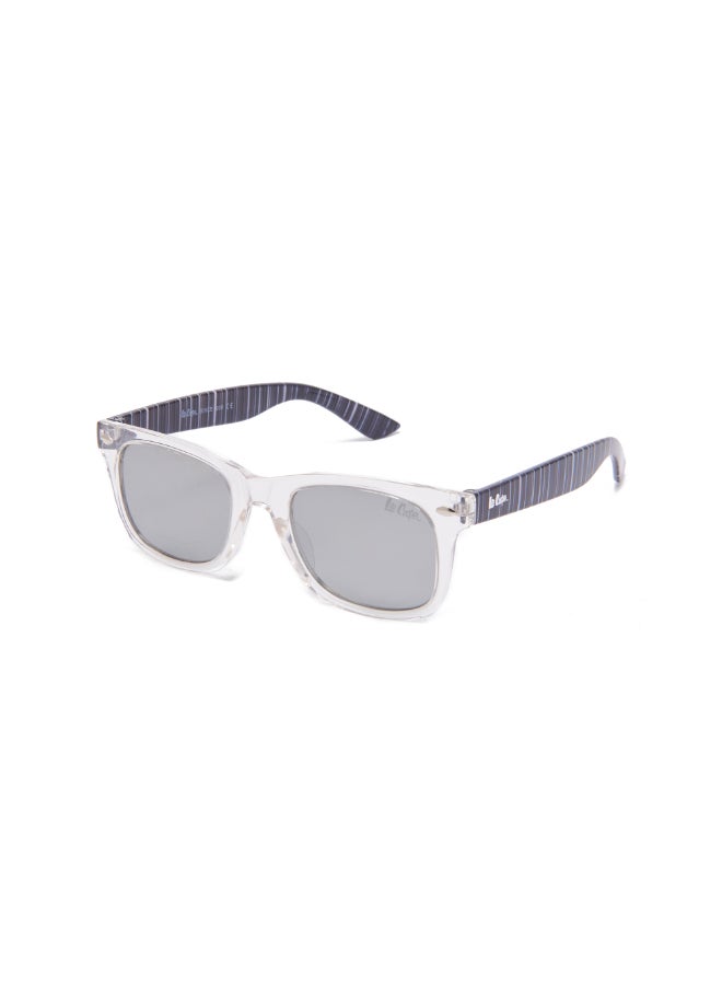 Kids' Polarized Sunglasses Transprarent Frame Silver Mirror Lens - 44mm Lens - LCK114C02