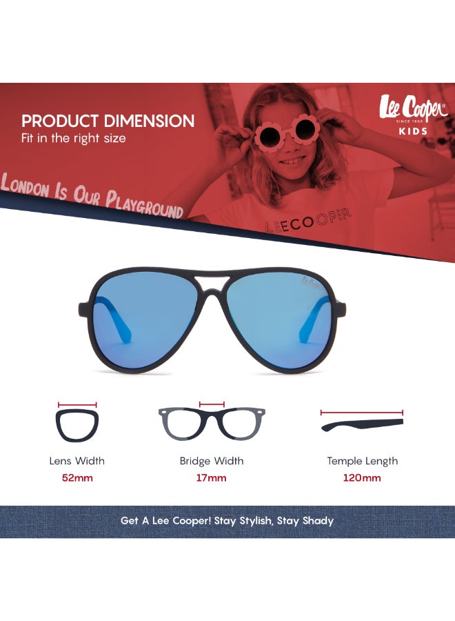 Kids' Polarized Sunglasses Black Frame Blue Mirror Lens - 52mm Lens - LCK104C01