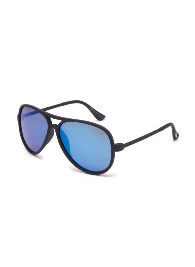 Kids' Polarized Sunglasses Black Frame Blue Mirror Lens - 52mm Lens - LCK104C01