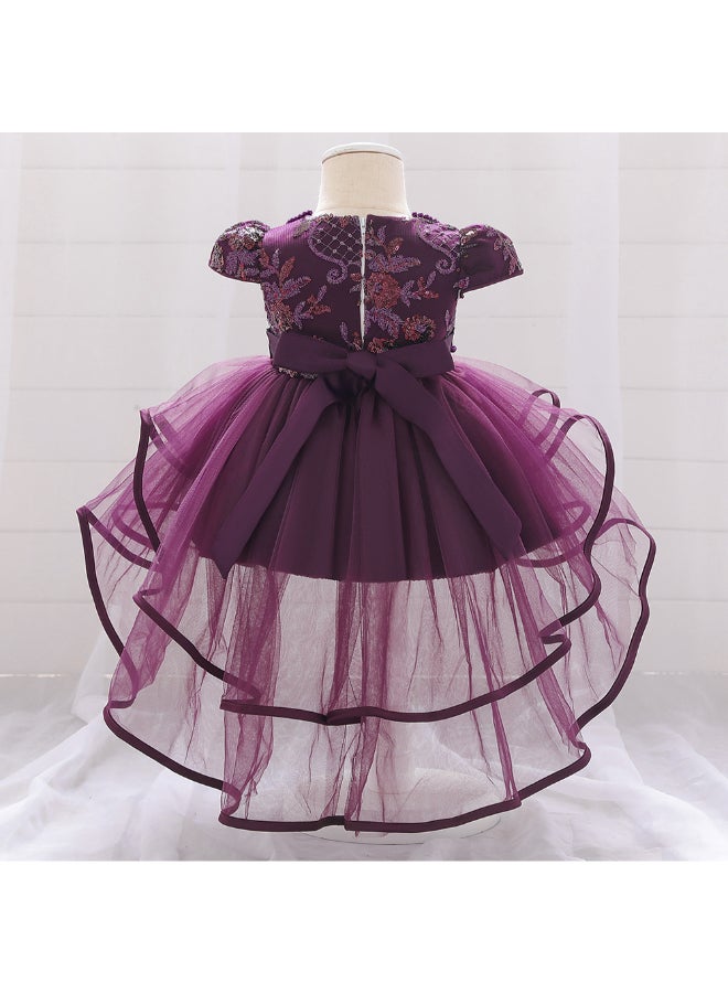 Stylish Embellished Party Dress Purple