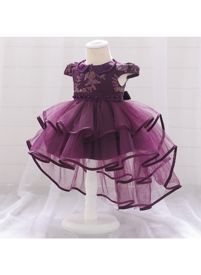 Stylish Embellished Party Dress Purple