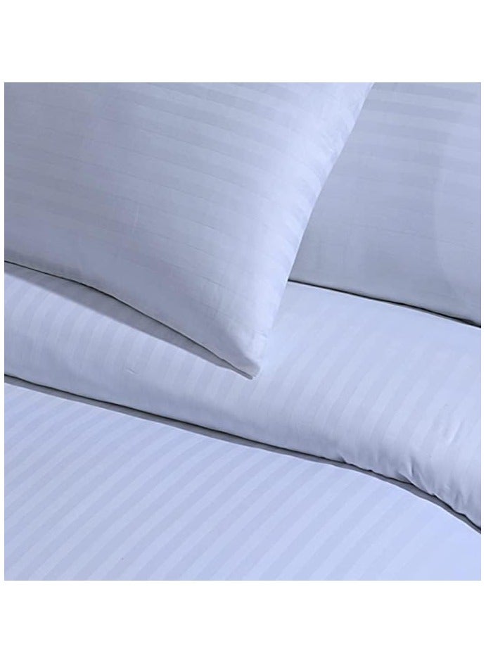 Somer Field - Bus - Duvet Cover with 2 Pillow Cases White Cotton Feel Stripe- Best Buy (03) Piece King Duvet Set)