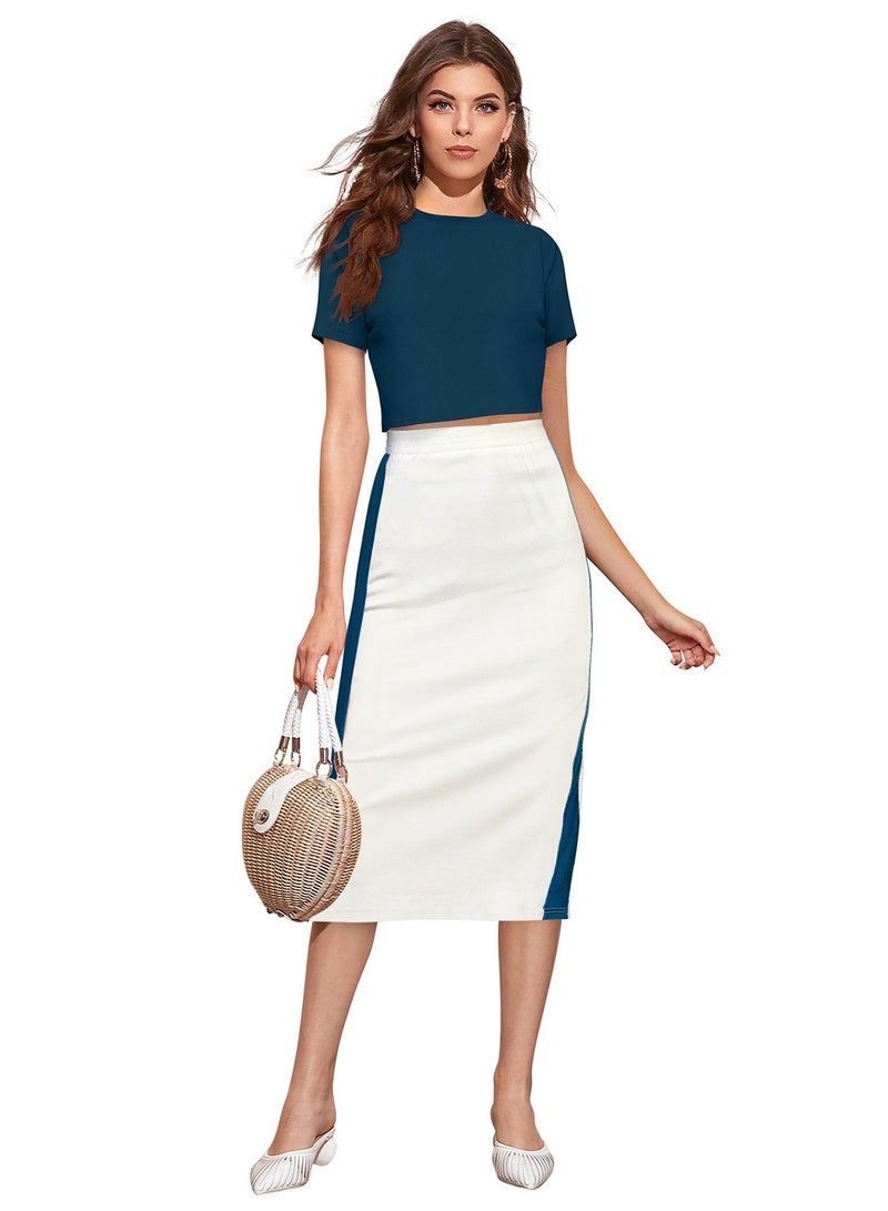 Crop Top-Midi Skirt Set