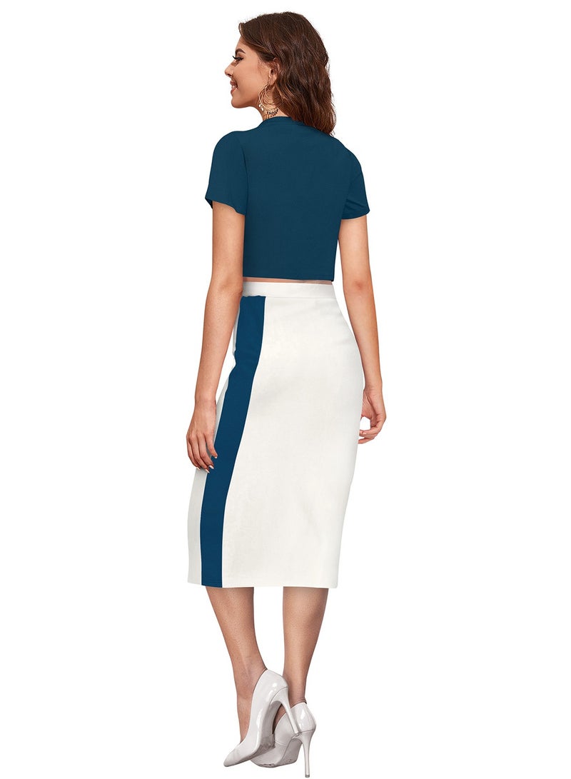 Crop Top-Midi Skirt Set