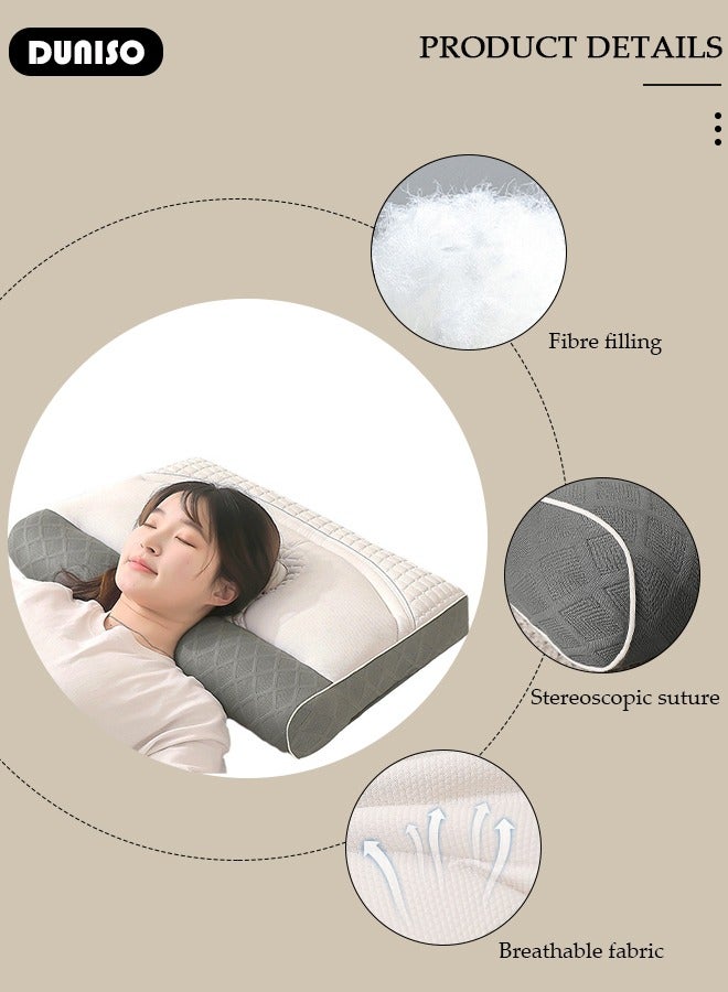 Super Ergonomic Pillow, Memory Foam Pillows for Neck and Shoulder Pain Relief, Cylindrical Pillow for Cervical Protection, Washable High Rebound Neck Support Pillows for All Sleeping Positions, Sleep Pillow for Bedroom Dormitory Hotel