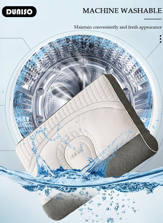 Super Ergonomic Pillow, Memory Foam Pillows for Neck and Shoulder Pain Relief, Cylindrical Pillow for Cervical Protection, Washable High Rebound Neck Support Pillows for All Sleeping Positions, Sleep Pillow for Bedroom Dormitory Hotel