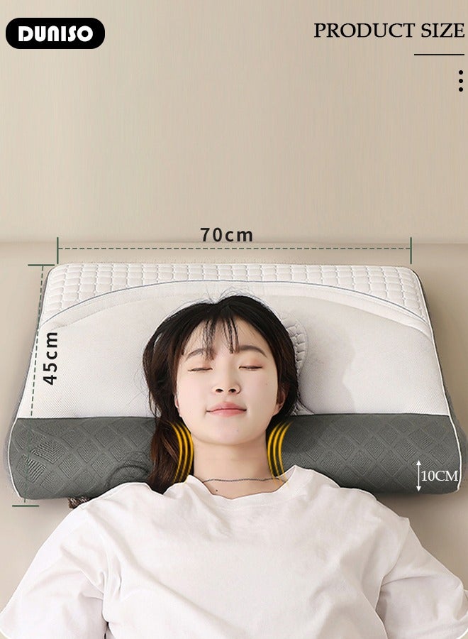 Super Ergonomic Pillow, Memory Foam Pillows for Neck and Shoulder Pain Relief, Cylindrical Pillow for Cervical Protection, Washable High Rebound Neck Support Pillows for All Sleeping Positions, Sleep Pillow for Bedroom Dormitory Hotel