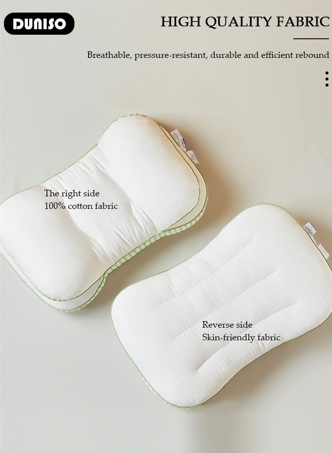 Double-deck Super Ergonomic Pillow for Neck Head and Shoulder Pain Relief, Contour Support Pillows for Bed Sleeping, Comfort soft Bed Pillow Side Back Stomach Sleeper, Ventilate High Rebound Sleep Pillow for Bedroom Dormitory Hotel