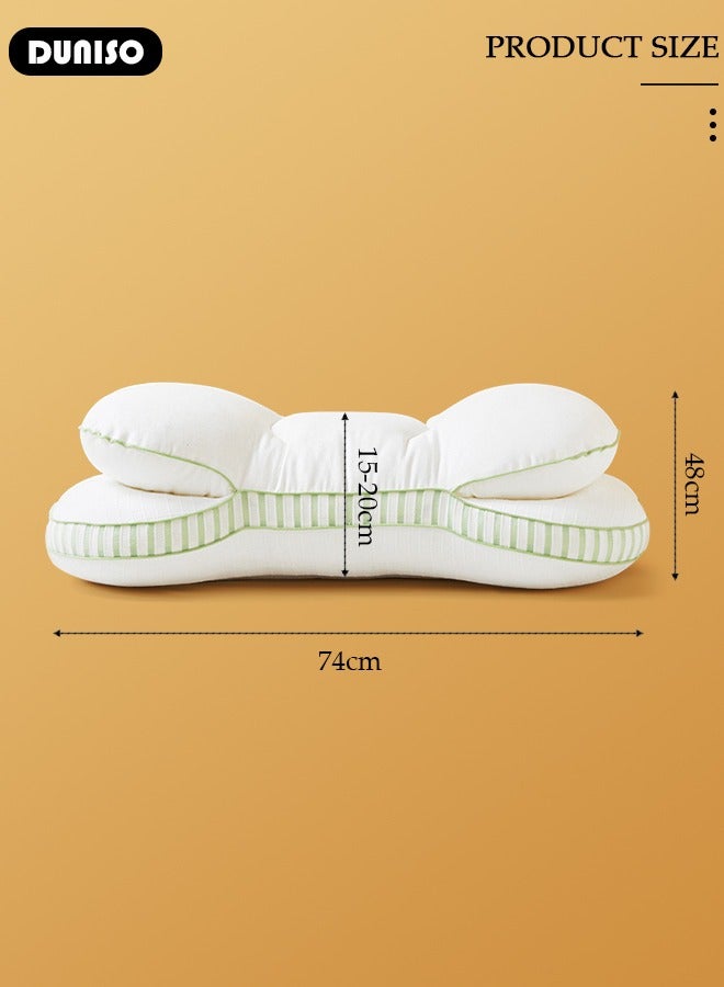 Double-deck Super Ergonomic Pillow for Neck Head and Shoulder Pain Relief, Contour Support Pillows for Bed Sleeping, Comfort soft Bed Pillow Side Back Stomach Sleeper, Ventilate High Rebound Sleep Pillow for Bedroom Dormitory Hotel