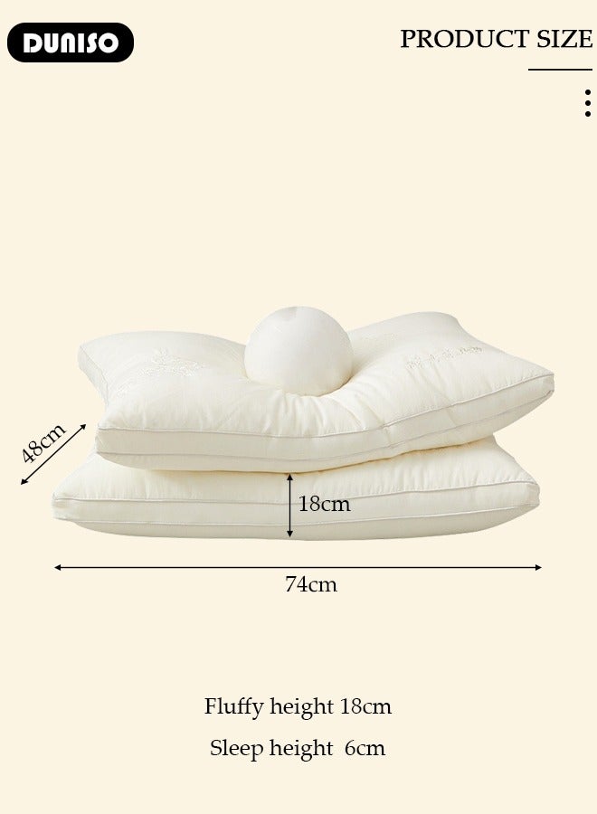 1 PCS Super Comfort Bed Pillow, High Rebound Sleep Pillow for Neck Shoulder Pain Relief, Washable Embroidered Silk Pillow for Side, Back & Stomach Sleepers