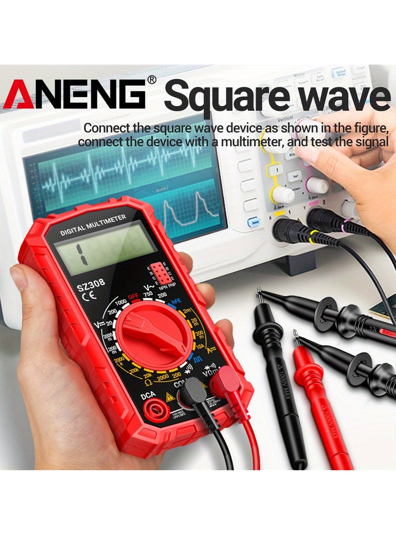 SZ308 Digital Multimeter, High Precision Electrical Maintenance Tester, AC/DC Voltage Current Resistance Multifunction Meter, Battery Powered (Without Battery), ≤36V Operating Voltage