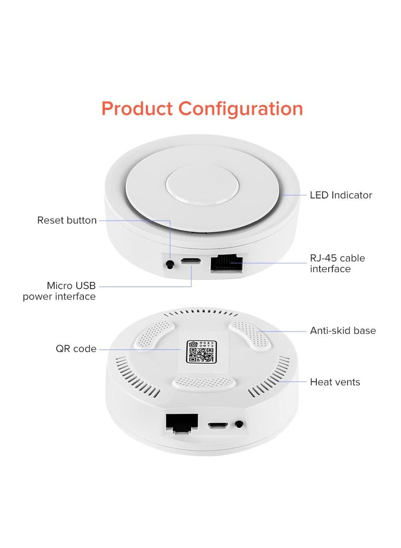 Tuya Zigbee 3.0 Hub Gateway - Smart Home Controller Compatible with Alexa & Google Home, WiFi & Wired Connectivity, Works with Smart Life App for Seamless Automation