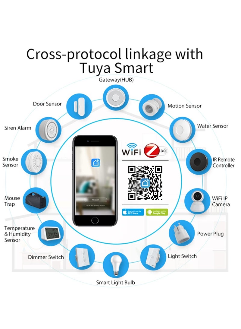 Tuya Zigbee 3.0 Hub Gateway - Smart Home Controller Compatible with Alexa & Google Home, WiFi & Wired Connectivity, Works with Smart Life App for Seamless Automation