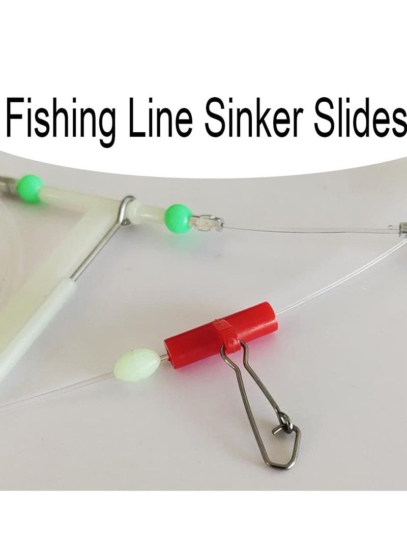 40 Pcs T-Shaped Fishing Line Sinkers with Duo Lock Snaps - Durable Clips for Sea Fishing, Easy to Use, Red