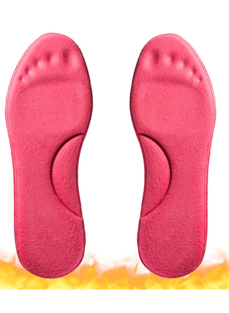 Self-Heating Memory Foam Insoles for Winter Sports Shoes - Arch Support Shoe Pads for Men & Women, Perfect Warm Health Gift (Pink, Size 39-40)