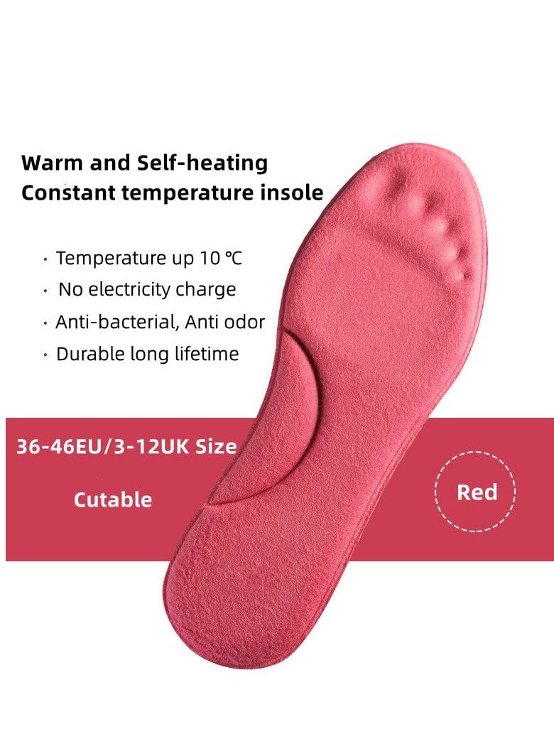 Self-Heating Memory Foam Insoles for Winter Sports Shoes - Arch Support Shoe Pads for Men & Women, Perfect Warm Health Gift (Pink, Size 39-40)