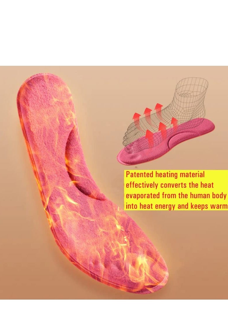 Self-Heating Memory Foam Insoles for Winter Sports Shoes - Arch Support Shoe Pads for Men & Women, Perfect Warm Health Gift (Pink, Size 39-40)