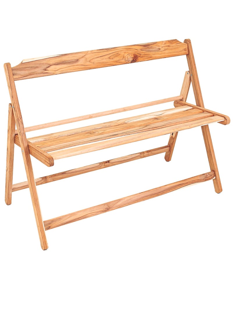 Made Brazil, Beer Foldable Bench With Sanded Finish Teak Wood FSC Certified