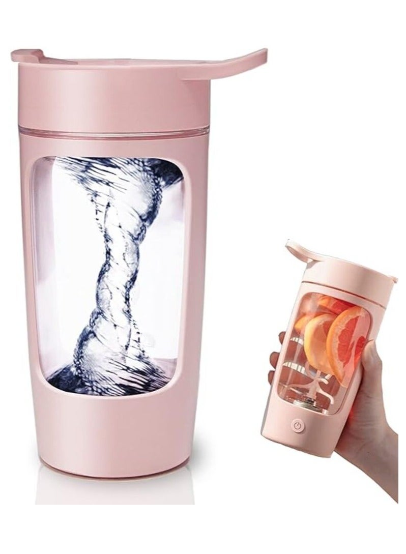 500ml Electric Shaker Protein Shaker Bottles 22oz - Portable 2-mins Mixer Cup for Smooth Shakes & Supplements, Self Stirring Mug for Coffee, milk powder, oatmeal, milkshake (Pink)