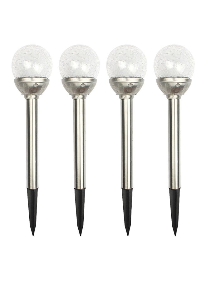 Pack Of 4 Solar Cracked Glass Ball Designed LED Light Silver/Black/Clear