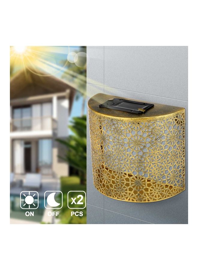 2-Piece Solar Hemispherical Hollow Lamp Set Gold 16.5x15x16.5cm