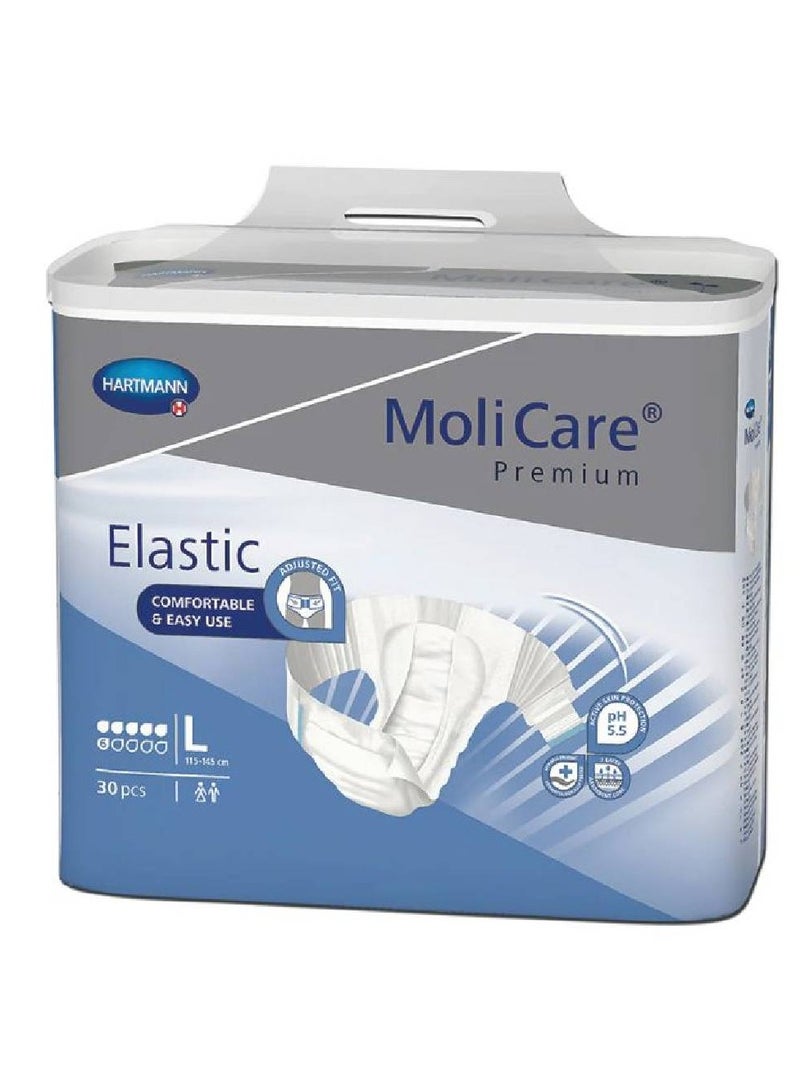 Molicare  Premium Elastic, Size Large, 6 Drops, Pack of 30 Pieces