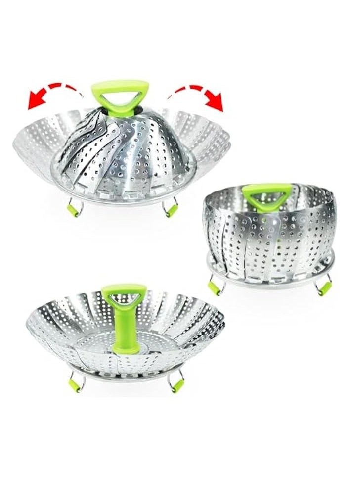 Steamer Basket Stainless Steel Vegetable Steamer Basket Folding Steamer Insert for Veggie Fish Seafood Cooking