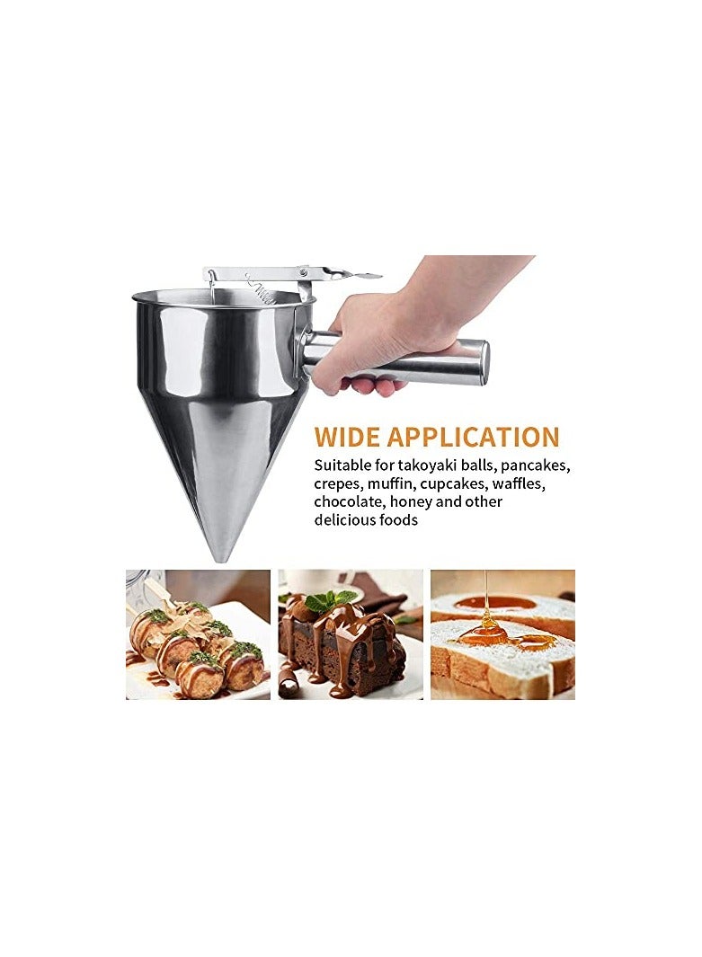 Stainless Steel Donut, Cupcake Batter Dispenser Funnel (Silver)