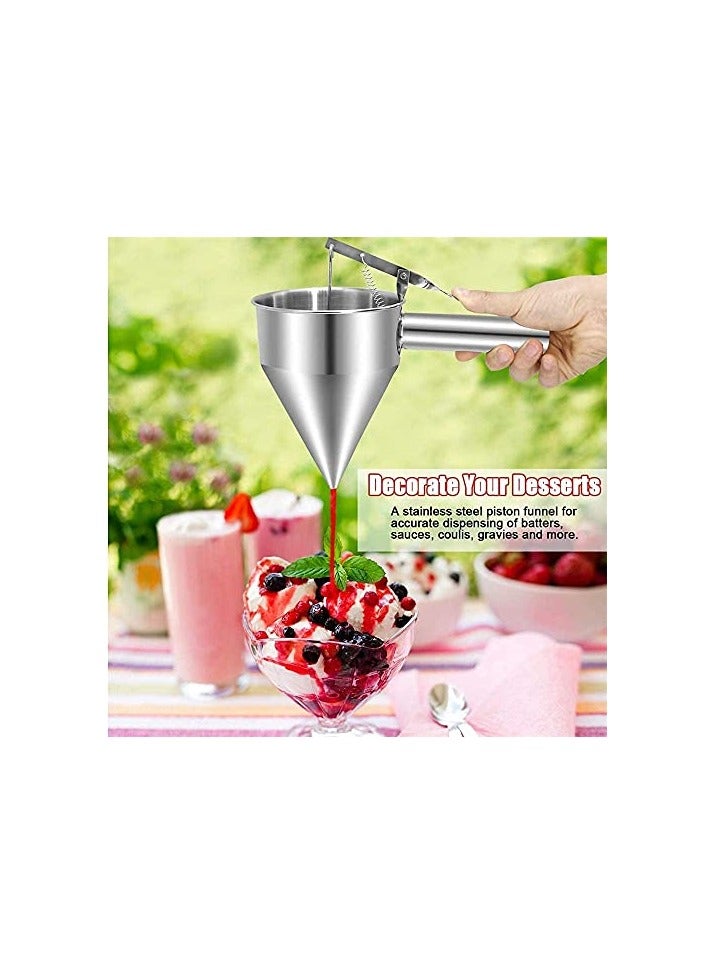 Stainless Steel Donut, Cupcake Batter Dispenser Funnel (Silver)