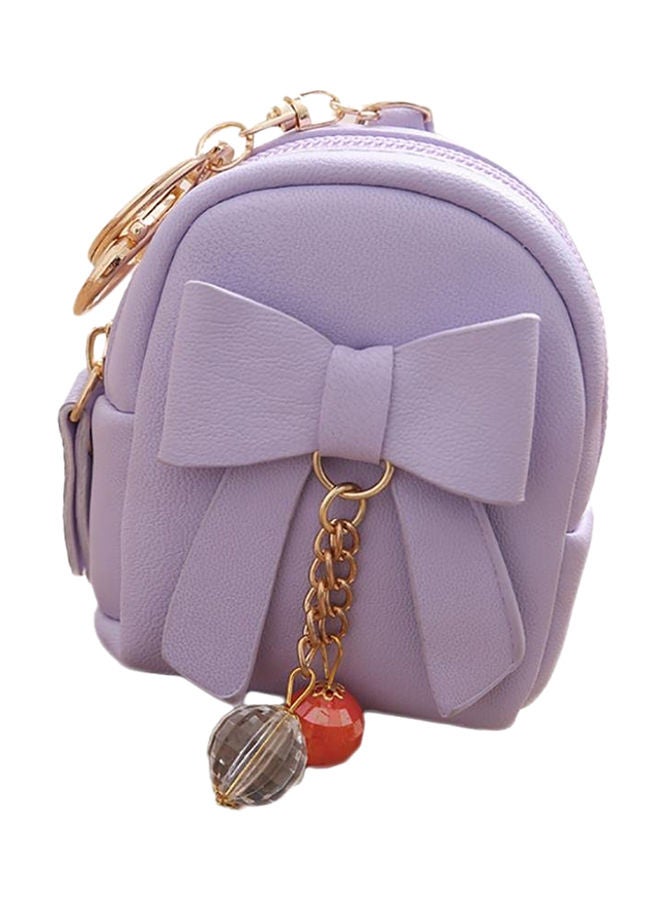 Bowknot Dangle Bead Coin Purse Violet