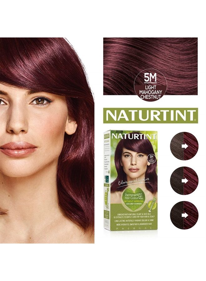 Permanent Hair Color, 5M Light Mahogany Chestnut, Plant Enriched, Ammonia Free, Long Lasting Gray Coverage and Radiante Color, Nourishment and Protection