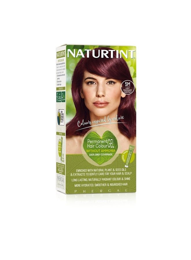 Permanent Hair Color, 5M Light Mahogany Chestnut, Plant Enriched, Ammonia Free, Long Lasting Gray Coverage and Radiante Color, Nourishment and Protection