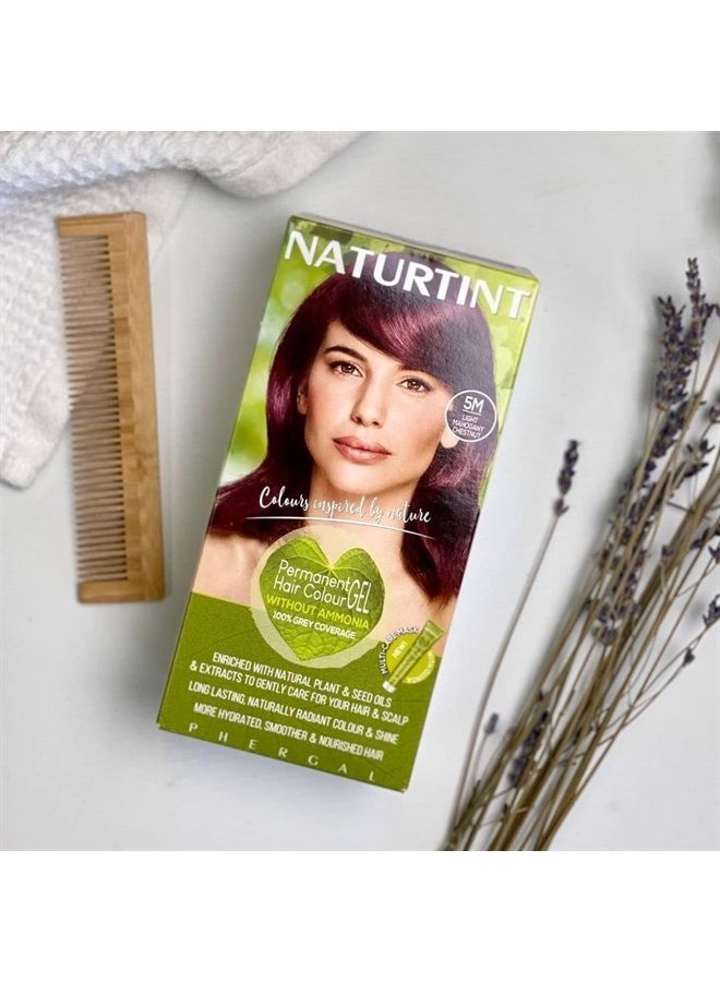Permanent Hair Color, 5M Light Mahogany Chestnut, Plant Enriched, Ammonia Free, Long Lasting Gray Coverage and Radiante Color, Nourishment and Protection