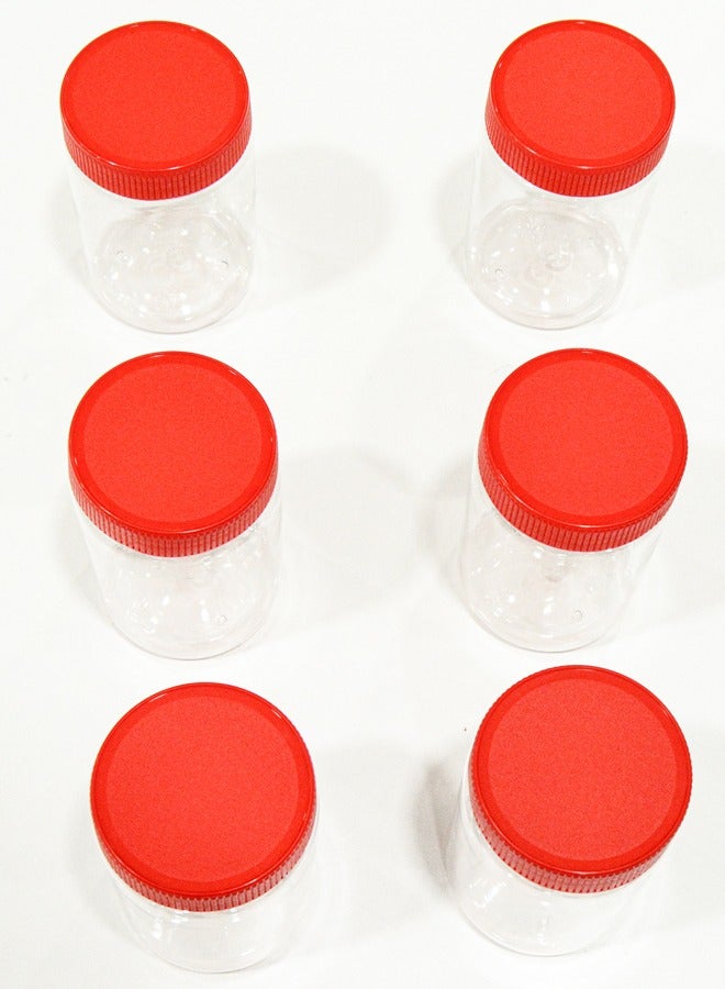 Set of six Plastic Bottles with Caps, and Carrying Case