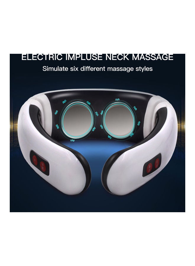 Cervical Massager Intelligent Electromagnetic Neck Massage Device Infrared Physiotherapy U-Shaped Neck Massager Physical Therapy Multifunctional Neck Massager 5830 White