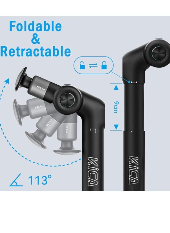 Kica EVO Muscle Massager, Professional Foldable Heated Percussion Muscle Massager with Adjustable Arm & 12.9''Extendable Pole for Professional Deep Tissue Back Massage,Athletes Pain Relief Handheld Portable Massager,Built-in Heat Compress,6 Heads,