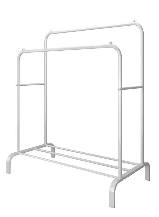 Multifunctional hanger coat rack family bedroom storage rack double pole plus base shoe rack white