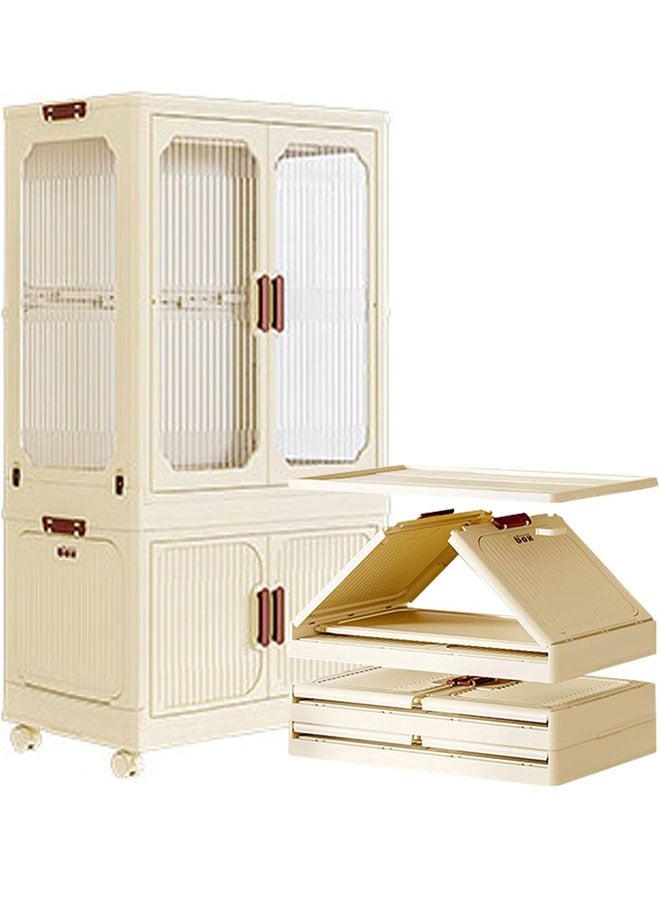 2 Layers Stylish Multi-Functional Storage 1 Cabinet & 1  Wardrobe