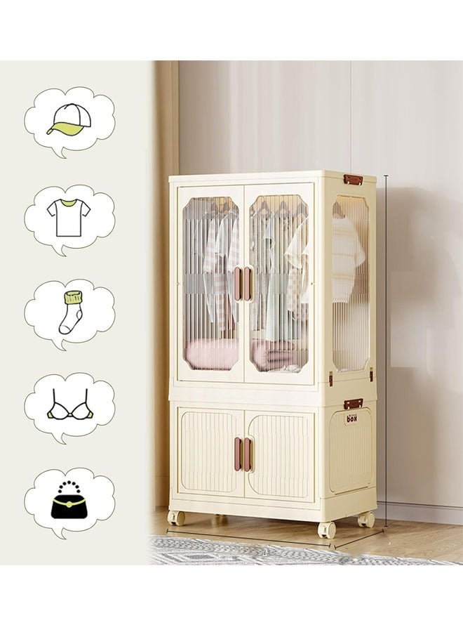 2 Layers Stylish Multi-Functional Storage 1 Cabinet & 1  Wardrobe