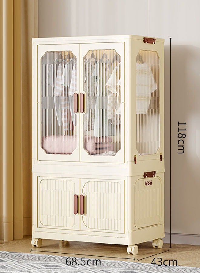 2 Layers Stylish Multi-Functional Storage 1 Cabinet & 1  Wardrobe