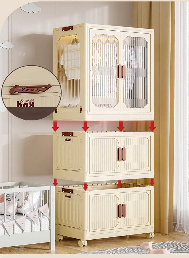 2 Layers Stylish Multi-Functional Storage 1 Cabinet & 2 Wardrobe