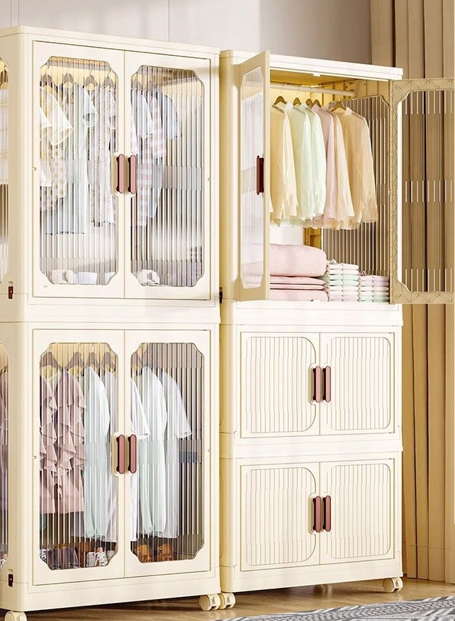 2 Layers Stylish Multi-Functional Storage 1 Cabinet & 2 Wardrobe