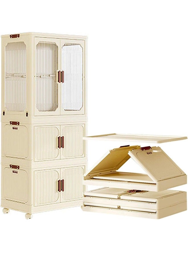 2 Layers Stylish Multi-Functional Storage 1 Cabinet & 2 Wardrobe