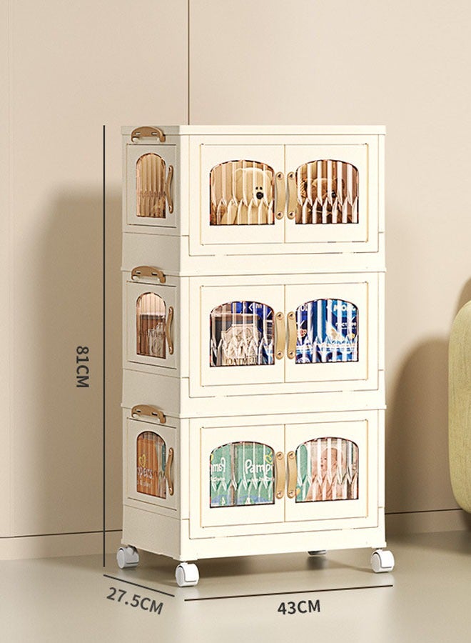 3 Layers Stylish Multi-Functional Storage Cabinet Wardrobe